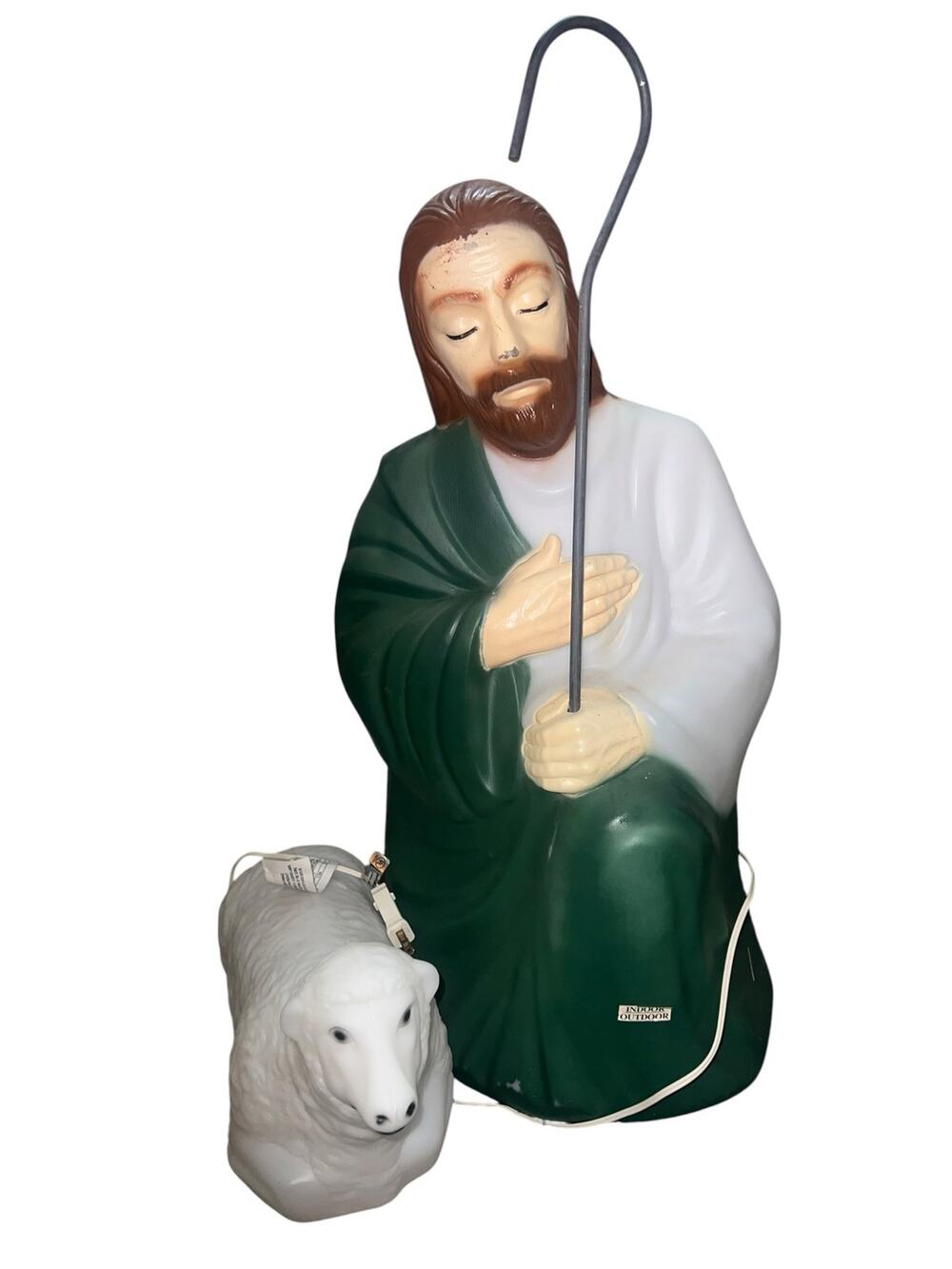 Vintage Empire christmas Nativity Scene Shepherd and Sheep Lighted Blow Mold 28"